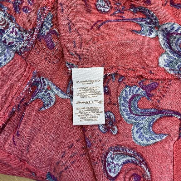 Free People Tunic Top Womens Size M Red Paisley Print Just The Two Of Us Western - Picture 8 of 9